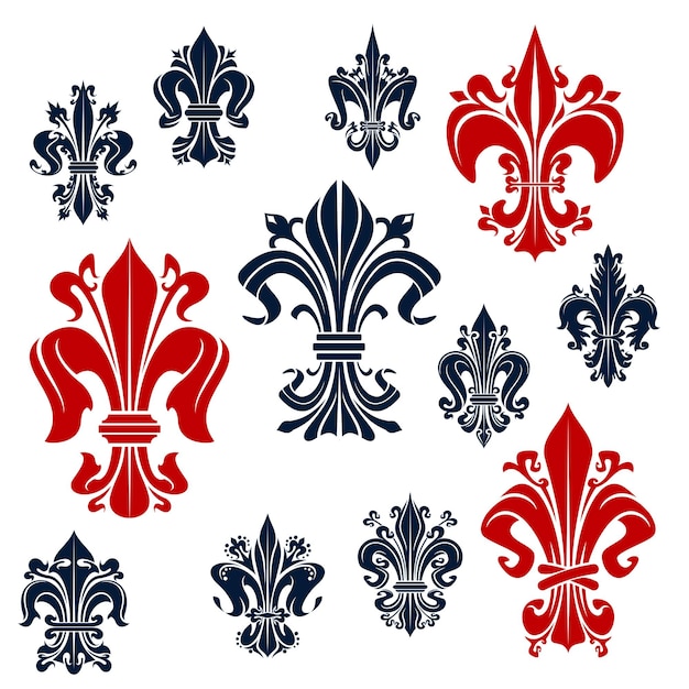 Vecteur monarchie française fleurdelis lys rouges et bleus