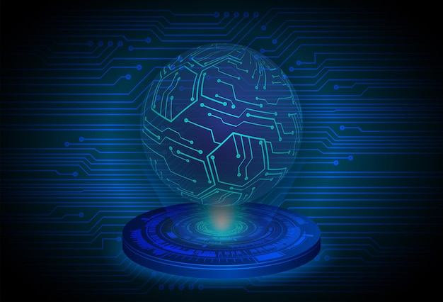 monde circuit imprimé binaire technologie future bleu hud cyber sécurité concept arrière-plan