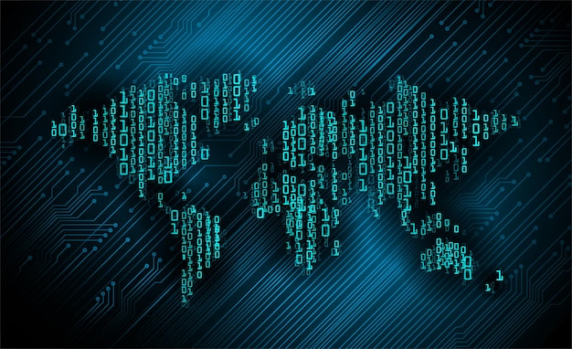 monde circuit imprimé binaire technologie future bleu hud cyber sécurité concept arrière-plan