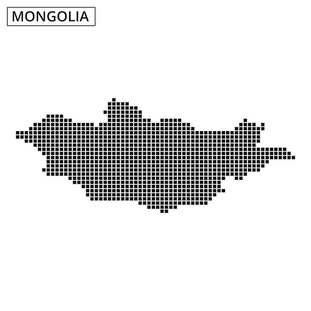 La Mongolie mis en évidence sur une représentation de carte pointillée avec des éléments de conception abstraits