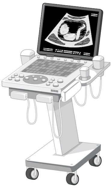 Vecteur moniteur d'échographie de grossesse sur fond blanc