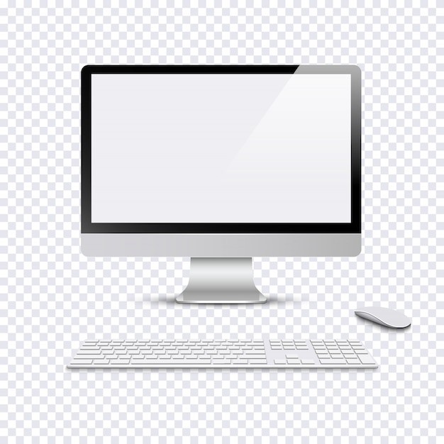 Moniteur Moderne Avec Clavier Et Souris D'ordinateur Sur Fond Transparent