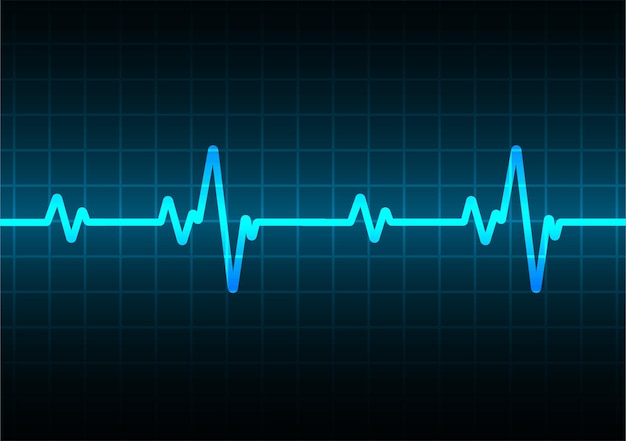 Moniteur De Pouls Coeur Bleu Avec Signal Onde D'icône Ekg Battement De Coeur