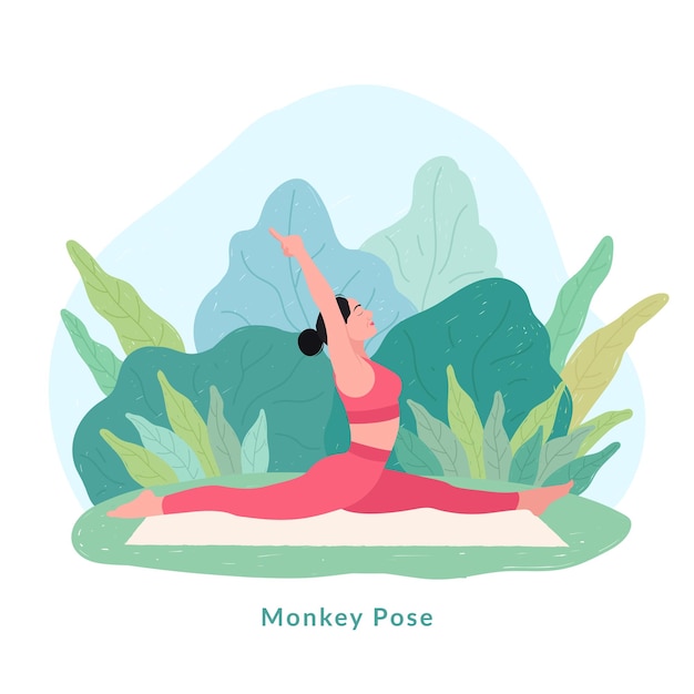 Monkey Yoga poseWoman workout fitness aérobic et exercices