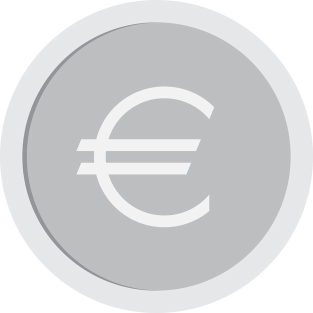 Monnaie d'argent avec illustration vectorielle du signe euro