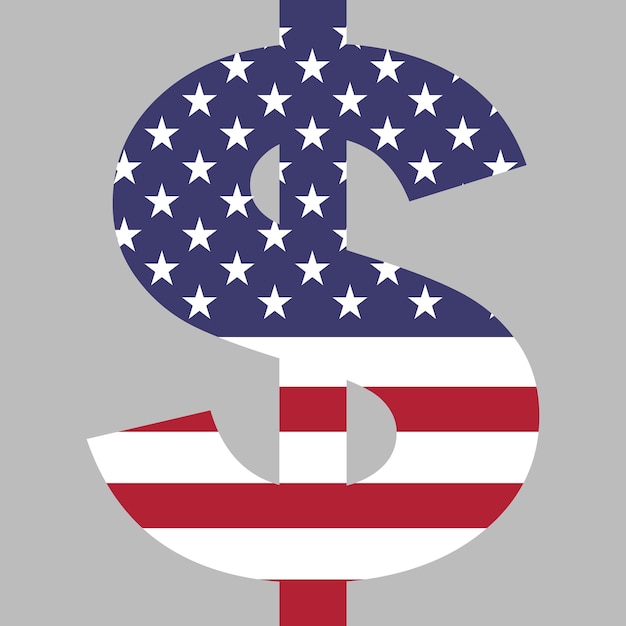 Vecteur monnaie du dollar américain en forme de drapeau du pays