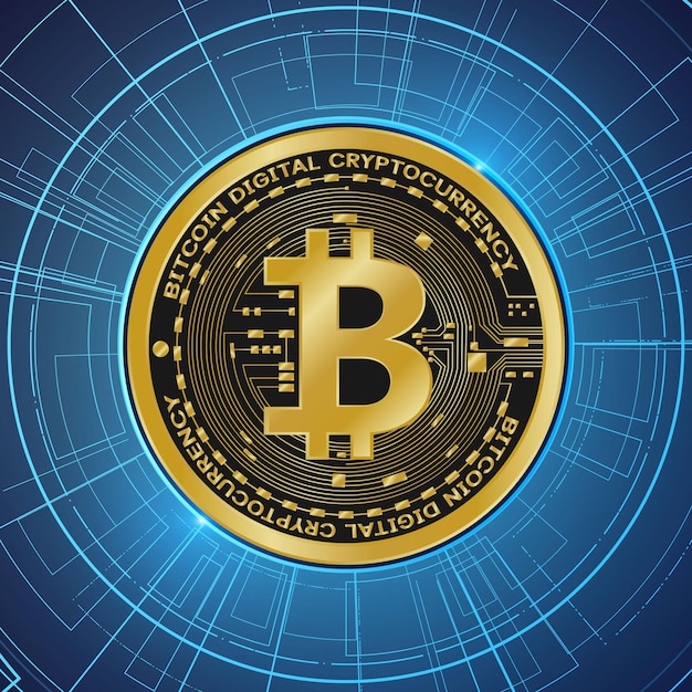 Monnaie numérique bitcoin dorée sur la carte du monde argent numérique futuriste