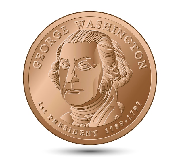Monnaie présidentielle d'un dollar avec le premier président des États-Unis George Washington