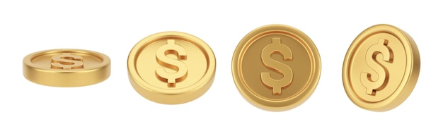 Monnaies en dollars dans différentes positions vue