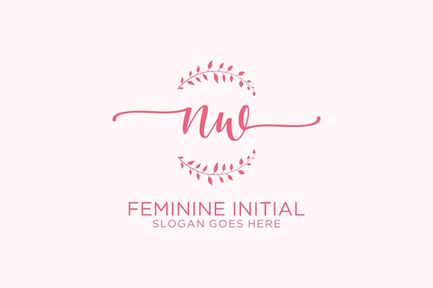 Monogramme de beauté initial NW et logo d'écriture de conception de logo élégant du mariage de signature initial