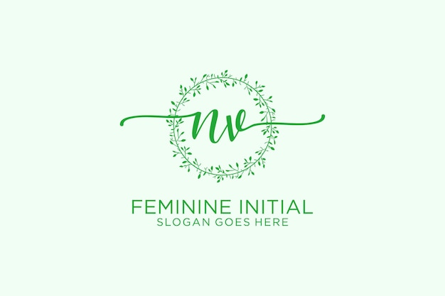 Monogramme de beauté NV initial et logo d'écriture de conception de logo élégant du mariage de signature initial