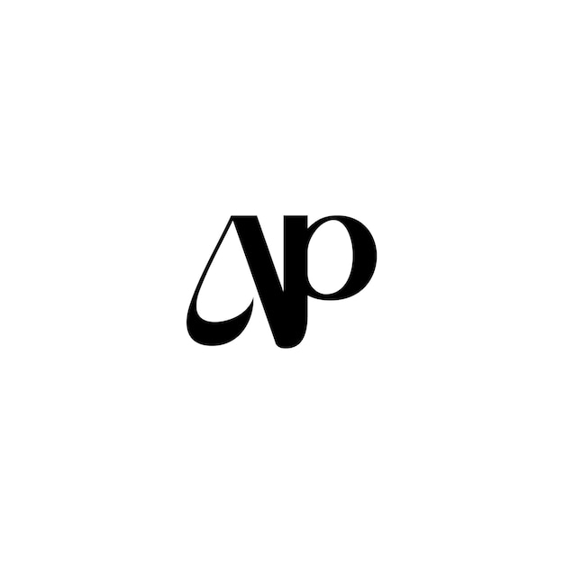 Monogramme du logo de l'AP, dessin de la lettre, du texte, du nom, du symbole, du logo monochrome, de l'alphabet, du caractère, du logo simple.
