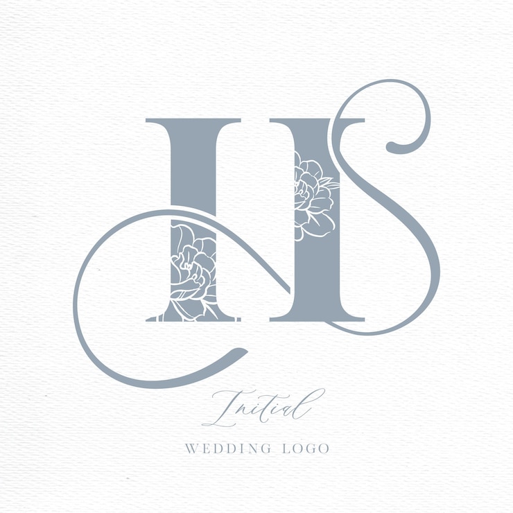 Vecteur monogramme du logo initial du mariage du vecteur hs