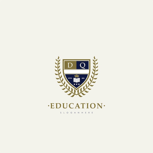 Monogramme de l'enseignement alphabétique emblème académique élégant