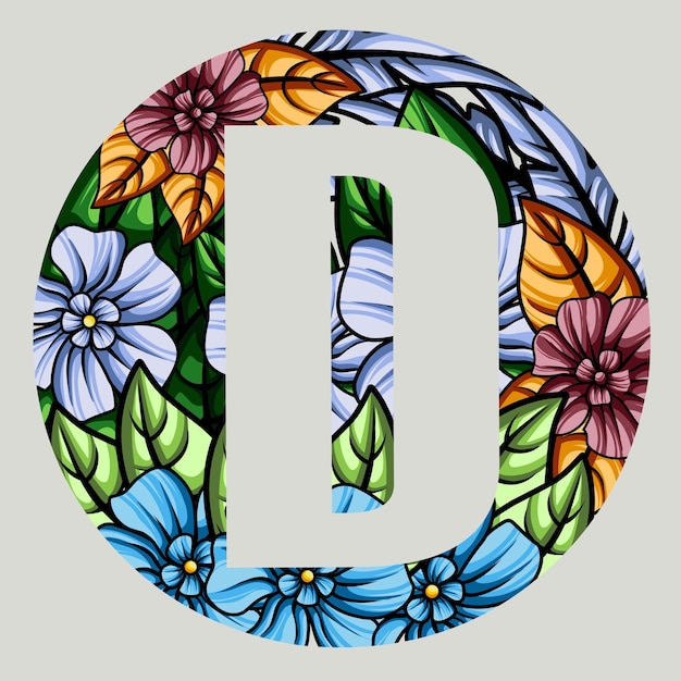 Vecteur monogramme floral alphabet illustration conception vectorielle