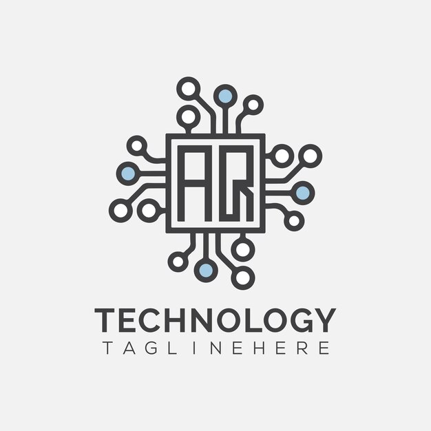 Monogramme initial AQ pour le logo technologique avec un design de style rectangle
