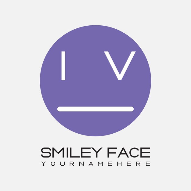 Monogramme initial IV pour le logo du visage souriant avec un design de style cercle