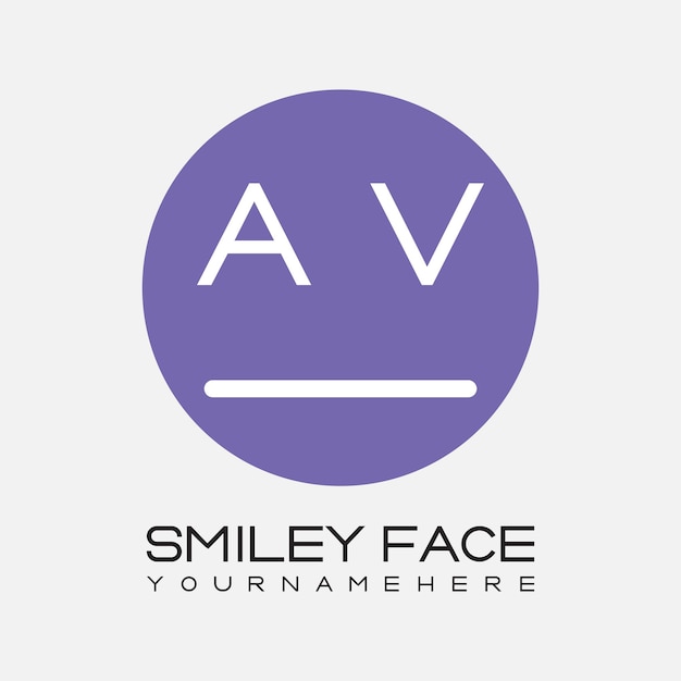monogramme initial pour le logo du visage souriant avec un design de style AV en cercle