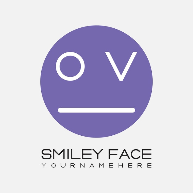 monogramme initial pour le logo du visage souriant avec un design en style cercle OV