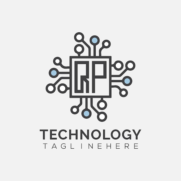 Monogramme initial QP pour le logo technologique avec un design de style rectangle