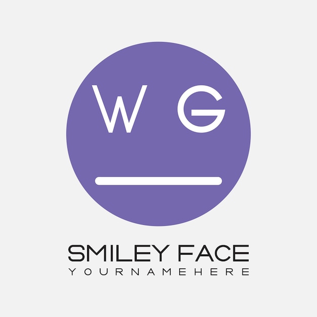 Monogramme initial WG pour le logo du visage souriant avec un design de style cercle