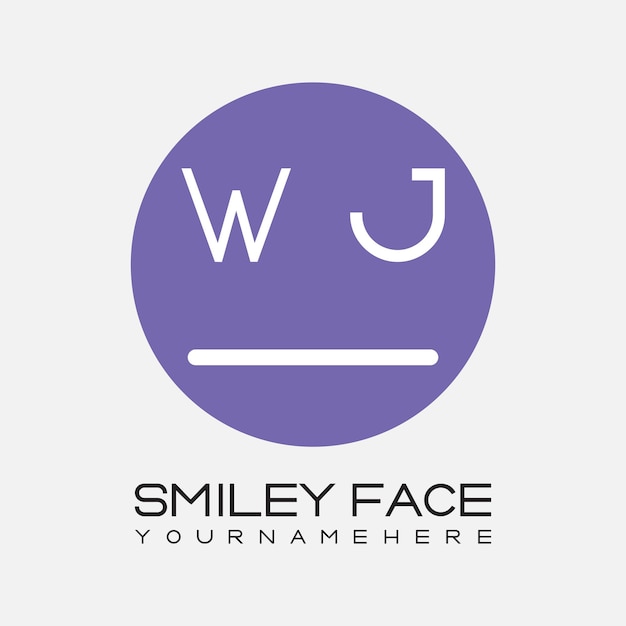 Monogramme initial WJ pour le logo du visage souriant avec un design de style cercle
