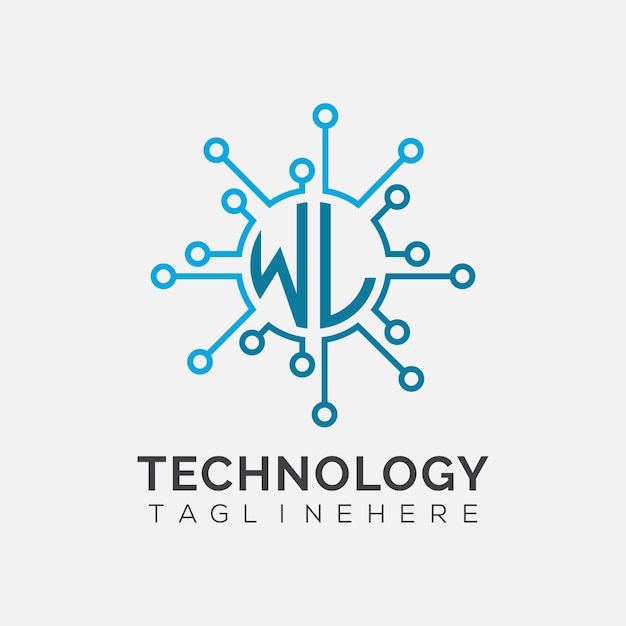 Monogramme initial WL pour le logo technologique avec un design de style cercle