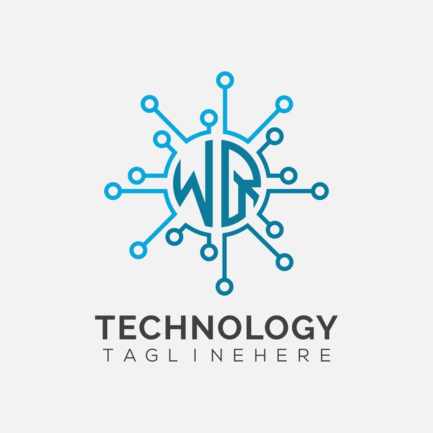 Monogramme initial WQ pour le logo technologique avec un design de style cercle