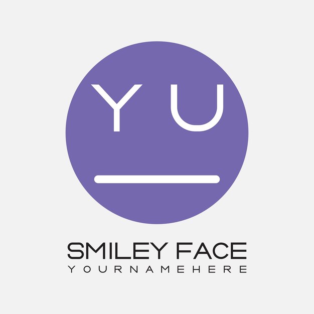 Monogramme initial YU pour le logo du visage souriant avec un design de style cercle