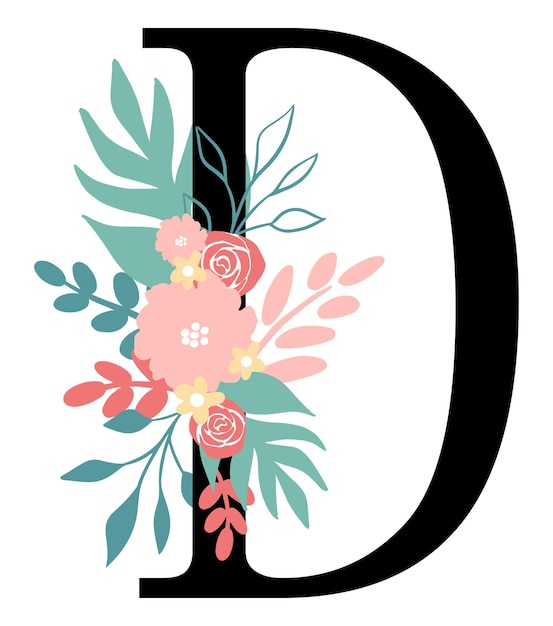 Monogramme à la lettre florale D