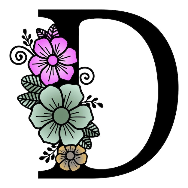 Monogramme à la lettre florale D