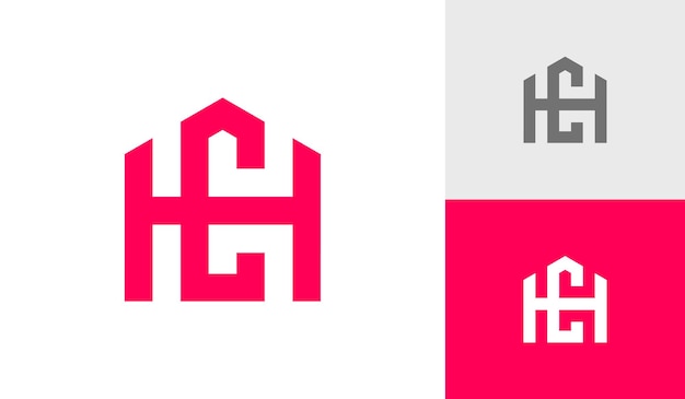 Monogramme Lettre Hc Ou Ch Avec Vecteur De Conception De Logo De Maison