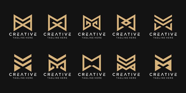 monogramme lettre initiale M logo icon set design icons for business of fashion building technology