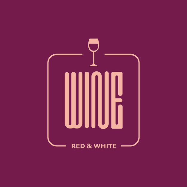 Monogramme De Logo De Vin Avec Verre De Vin Sur Fond De Vin