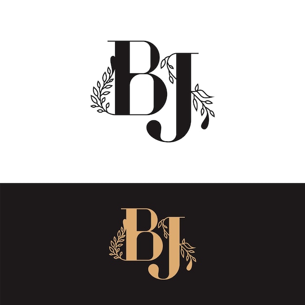 monogramme de mariage dessiné à la main logo BJ