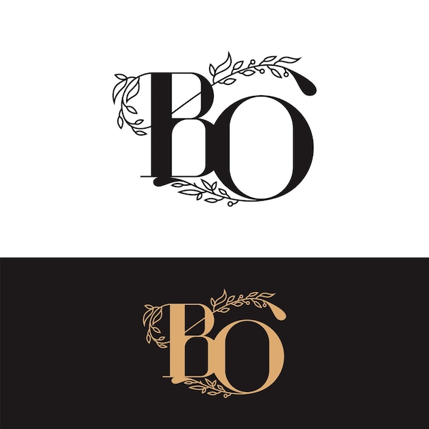 Monogramme de mariage dessiné à la main, logo BO