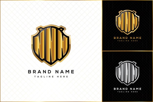 Vecteur monogramme moderne nnn de luxe initiales, création de logo de bouclier à trois lettres pour votre entreprise