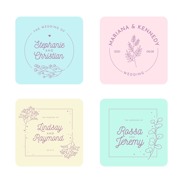 Monogrammes De Mariage Minimalistes Aux Couleurs Pastel