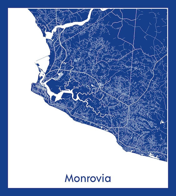 Vecteur monrovia libéria afrique city map blue print vector illustration