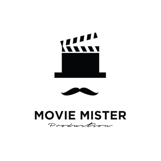 Monsieur Film Studio Vidéo Cinéma Film Production Logo Design Vecteur Icône Illustration