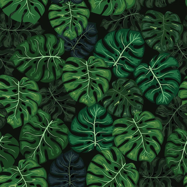 Vecteur monstera tropical leaf seamless