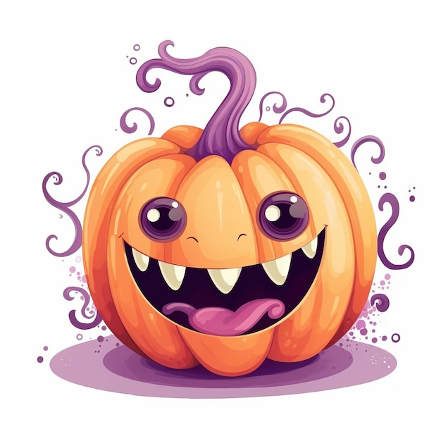 Le monstre de citrouille de dessin animé Happy Halloween Vector