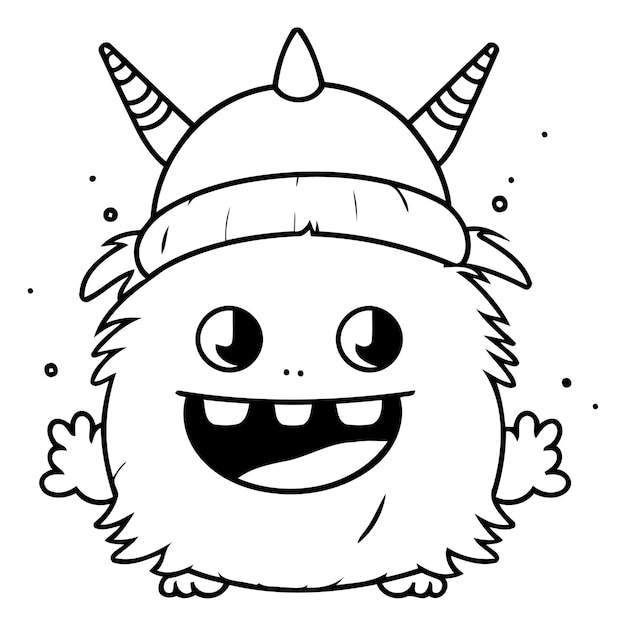 Vecteur monstre de dessin animé drôle dans le chapeau du père noël illustration vectorielle d'un monstre mignon