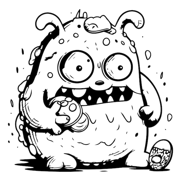 Vecteur monstre de dessin animé illustration vectorielle d'un monstre avec une balle