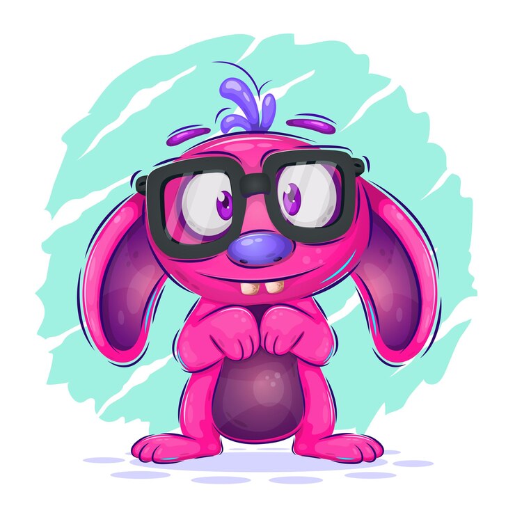 Vecteur monstre de dessin animé timide illustration d'un monstre timide mignon avec des lunettes conception positive et unique