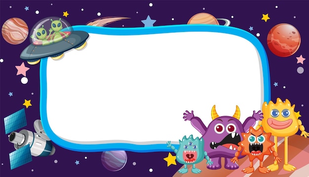 Monstre extraterrestre sur le cadre de la frontière de l'espace
