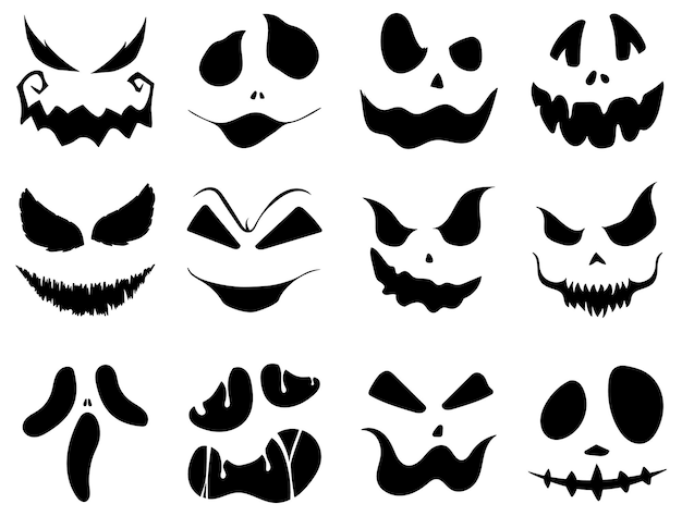 monstre d'halloween jack visage effrayant sur fond blanc personnage de dessin animé vectoriel de dessin animé effrayant