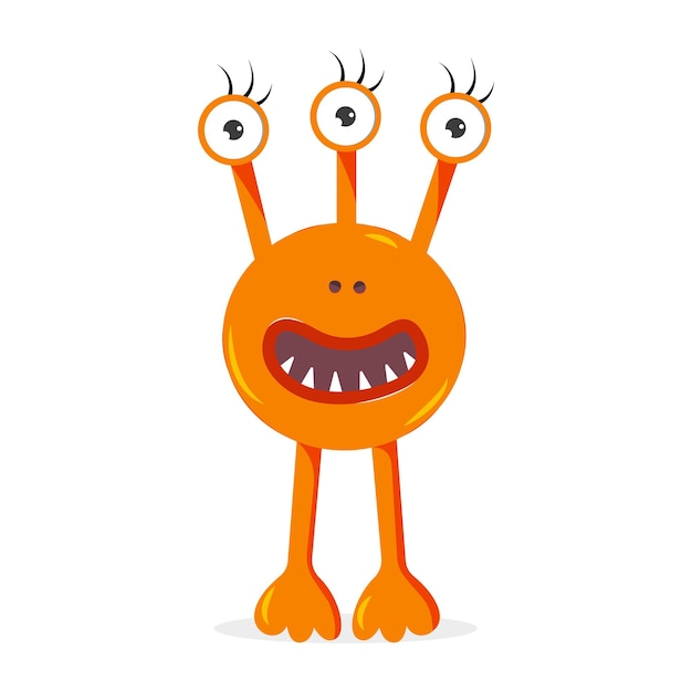 Un monstre orange avec trois yeux Personnage de dessin animé mignon Illustration vectorielle pour enfants
