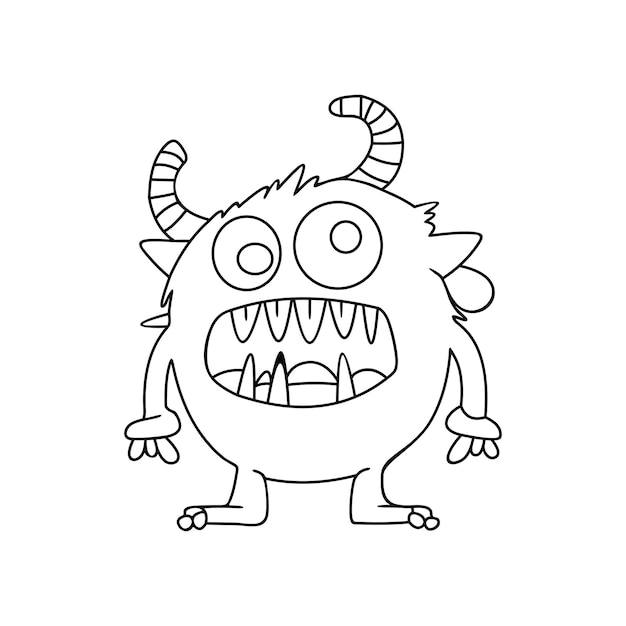 Vecteur monstre personnage drôle dessin à la main style dessin animé