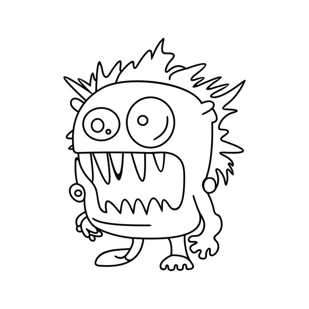 Vecteur monstre personnage drôle dessin à la main style dessin animé